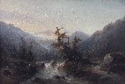 Johann Hermann Carmiencke A mountain stream oil on canvas